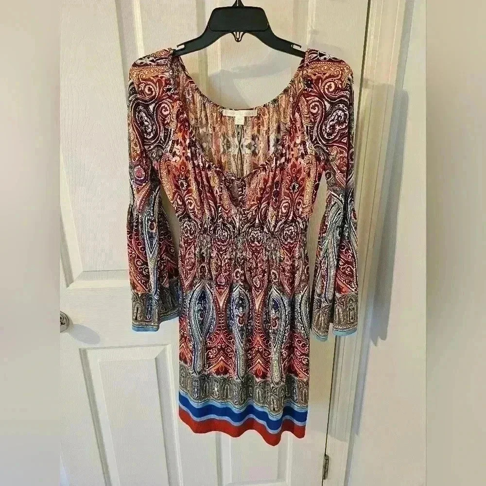 Boston Proper Bell Sleeve Boho Midi Dress Size 0